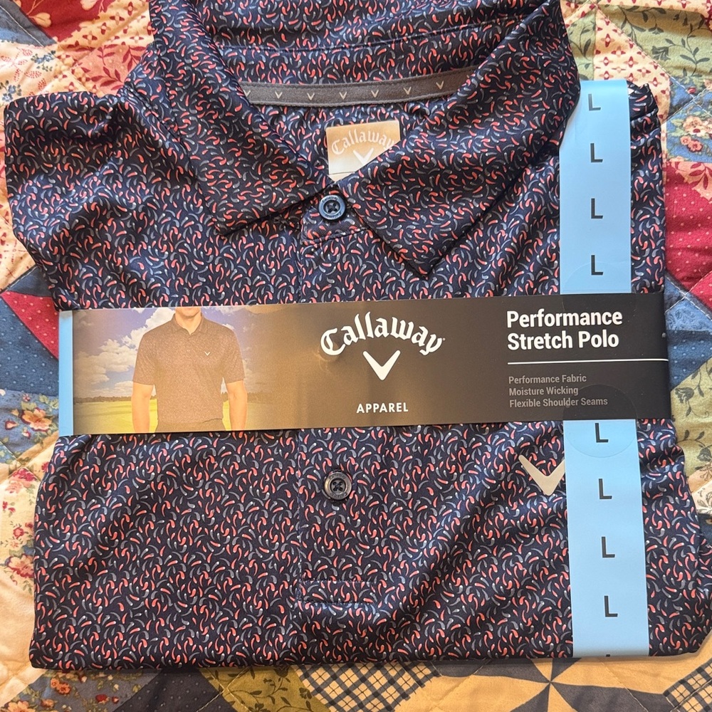 Callaway Men’s Navy Polo with Red Accent Print